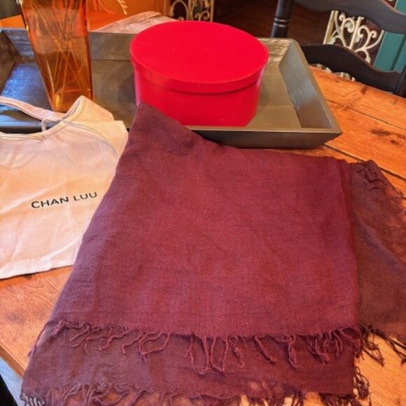 Chan Luu Cashmere and Silk Scarf ~ Aubergine ombré - Picture 2 of 3